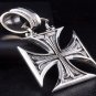 CHOPPER IRON CROSS HEAVY SOLID STERLING SILVER PENDANT