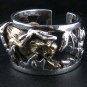 JAPANESE 14K GOLD TIGER TATTOO STERLING SILVER RING