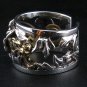 JAPANESE 14K GOLD TIGER TATTOO STERLING SILVER RING