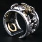 JAPANESE 14K GOLD TIGER TATTOO STERLING SILVER RING