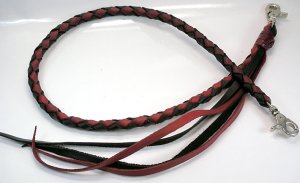 RED BLACK GENUINE COW LEATHER BELT JEAN WALLET CHAIN NR
