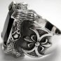 BLACK ONYX HEAVY 925 STERLING SILVER MEN'S RING Sz 9