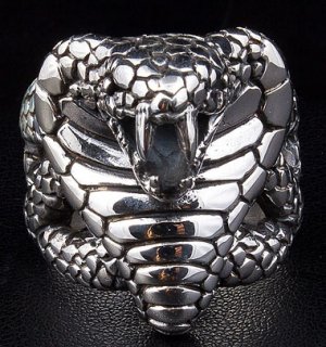 KING COBRA SNAKE HEAVY .925 STERLING SILVER BIKER RING
