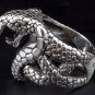 KING COBRA SNAKE HEAVY .925 STERLING SILVER BIKER RING