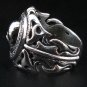 TRIBAL GOTHIC GARNET EYE SKULL 925 SILVER RING Sz 13