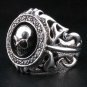 TRIBAL GOTHIC GARNET EYE SKULL 925 SILVER RING Sz 13