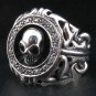 TRIBAL GOTHIC GARNET EYE SKULL 925 SILVER RING Sz 13