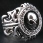 TRIBAL GOTHIC GARNET EYE SKULL 925 SILVER RING Sz 13