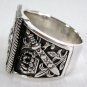 RASTA LION RAMPANT SOLID STERLING SILVER RING Sz 8.5