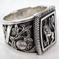 RASTA LION RAMPANT SOLID STERLING SILVER RING Sz 8.5