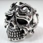 TATTOO SKULL BIG 925 STERLING SILVER MENS RING Sz 13.5