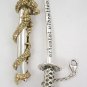 YELLOW GOLD DRAGON SWORD STERLING SILVER PENDANT NEW
