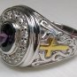 CHRISTIAN BISHOP AMETHYST STERLING 925 SILVER MENS RING