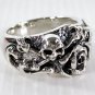 SKULL ROSE TATTOO STERLING SILVER MENS RING Sz 12 NEW