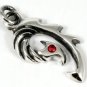 GARNET FISHHOOK STERLING SILVER PENDANT CHARM CHAIN