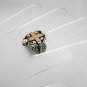 14K GOLD CROSS HEART STERLING SILVER MENS RING Sz 8.5