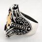 14K GOLD CROSS HEART STERLING SILVER MENS RING Sz 8.5