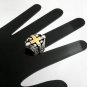 14K GOLD CROSS HEART STERLING SILVER MENS RING Sz 8.5
