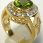 PERIDOT CHRISTIAN BISHOP YELLOW GOLD SILVER MENS RING