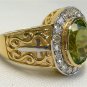 PERIDOT CHRISTIAN BISHOP YELLOW GOLD SILVER MENS RING