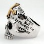 14K GOLD CROSS SKULL STERLING SILVER MENS RING Sz 7.5