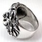 KING GARNET LION HEAD LEO HEAVY STERLING SILVER RING
