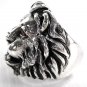 KING GARNET LION HEAD LEO HEAVY STERLING SILVER RING