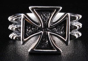 THORN MALTESE IRON CROSS STERLING SILVER RING Sz 13.5