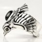 PHOENIX PHINIX EAGLE BIRD BLACK STAR SILVER RING Sz 12