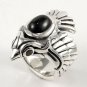 PHOENIX PHINIX EAGLE BIRD BLACK STAR SILVER RING Sz 12
