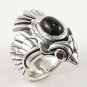 PHOENIX PHINIX EAGLE BIRD BLACK STAR SILVER RING Sz 12