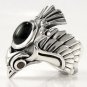 PHOENIX PHINIX EAGLE BIRD BLACK STAR SILVER RING Sz 12