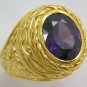 AMETHYST BISHOP EASTER 14K YELLOW GOLD SILVER RING NEW