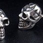 TATTOO SKULL 925 STERLING SILVER GOTHIC STUD EARRINGS