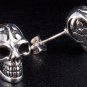 TATTOO SKULL 925 STERLING SILVER GOTHIC STUD EARRINGS