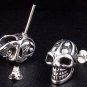 TATTOO SKULL 925 STERLING SILVER GOTHIC STUD EARRINGS