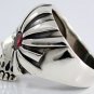 DIAMOND EYE PIRATE SKULL STERLING SILVER RING Sz 8 NEW
