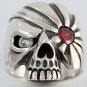 DIAMOND EYE PIRATE SKULL STERLING SILVER RING Sz 8 NEW