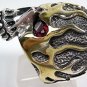 FLAMING SKULL 14K GOLD STERLING SILVER BIKER RING Sz 10