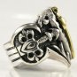 14K YELLOW GOLD SWORD STERLING SILVER RING Sz 10.5 NEW