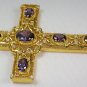 AMETHYST YELLOW GOLD BISHOP CROSS PECTORAL PENDANT NEW