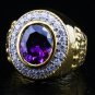 DIAMOND CROWN 14K YELLOW GOLD AMETHYST BISHOP RING NEW