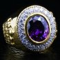 DIAMOND CROWN 14K YELLOW GOLD AMETHYST BISHOP RING NEW
