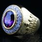 DIAMOND CROWN 14K YELLOW GOLD AMETHYST BISHOP RING NEW