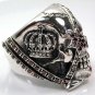 RED RUBY PIRATE SKULL STERLING SILVER RING Sz 10.25 NEW