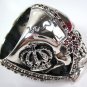 RED RUBY PIRATE SKULL STERLING SILVER RING Sz 10.25 NEW