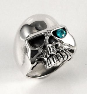 BLUE TOPAZ SKULL 925 STERLING SILVER RING Sz 10.25 NEW