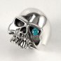 BLUE TOPAZ SKULL 925 STERLING SILVER RING Sz 10.25 NEW