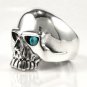BLUE TOPAZ SKULL 925 STERLING SILVER RING Sz 10.25 NEW