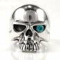 BLUE TOPAZ SKULL 925 STERLING SILVER RING Sz 10.25 NEW